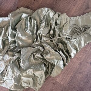 Elegant Olive Green Satin Dress